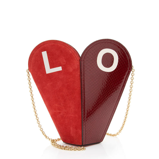 Gucci Python Suede Valentines Day Heart Small Chain Bag (SHF-6nBkhe)