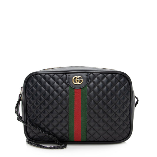 Gucci Quilted Leather Web Trapuntata Small Shoulder Bag - FINAL Sale (SHF-22403)