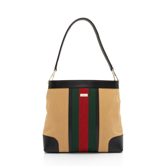 Gucci Canvas Web Shoulder Bag (SHF-KhYFg1)