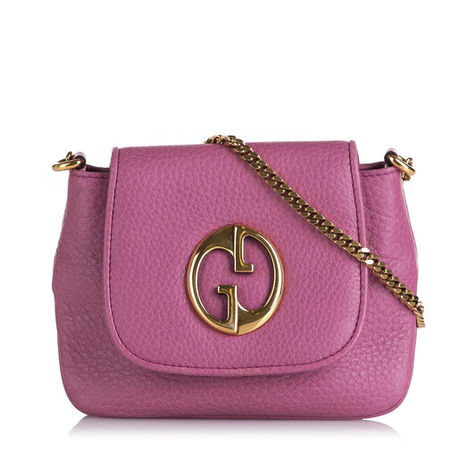 Gucci Small 1973 Leather Chain Crossbody bag (SHG-36049)