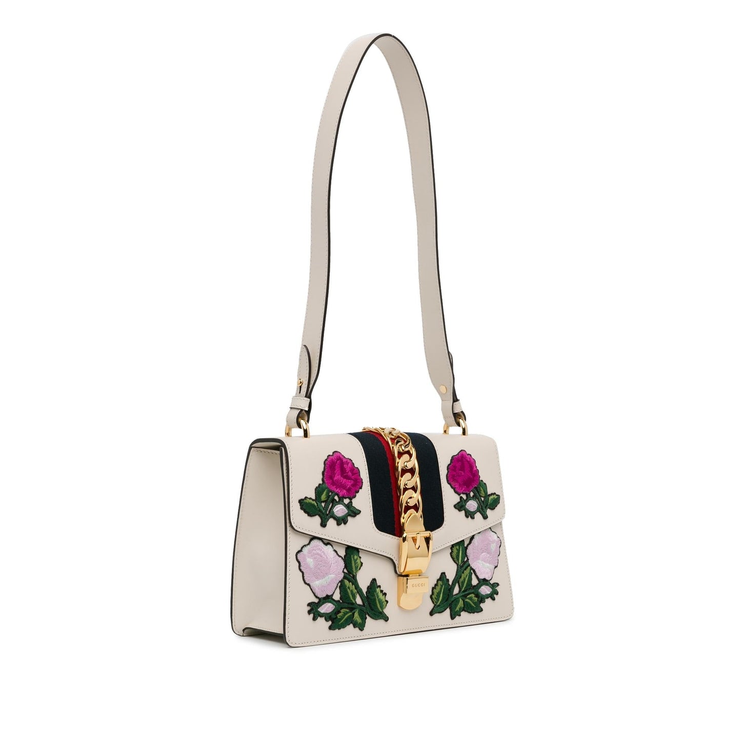 Gucci Small Floral Embroidered Sylvie Crossbody Bag (SHG-f7H54f)