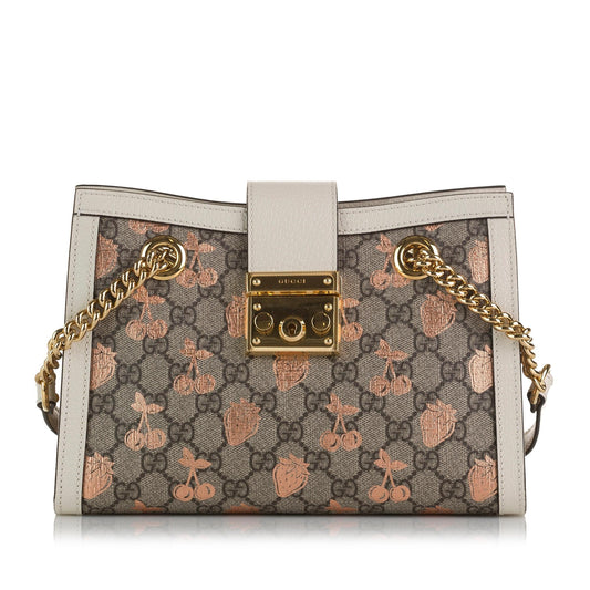 Gucci Small GG Supreme Berry Padlock Tote (SHG-pt4iss)