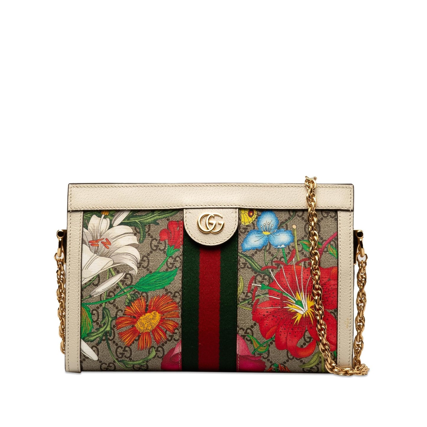 Gucci Small GG Supreme Flora Ophidia Chain Shoulder Bag (SHG-7xxXPR)