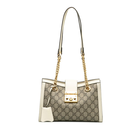 Gucci Small GG Supreme Padlock Tote (SHG-QfnOzS)