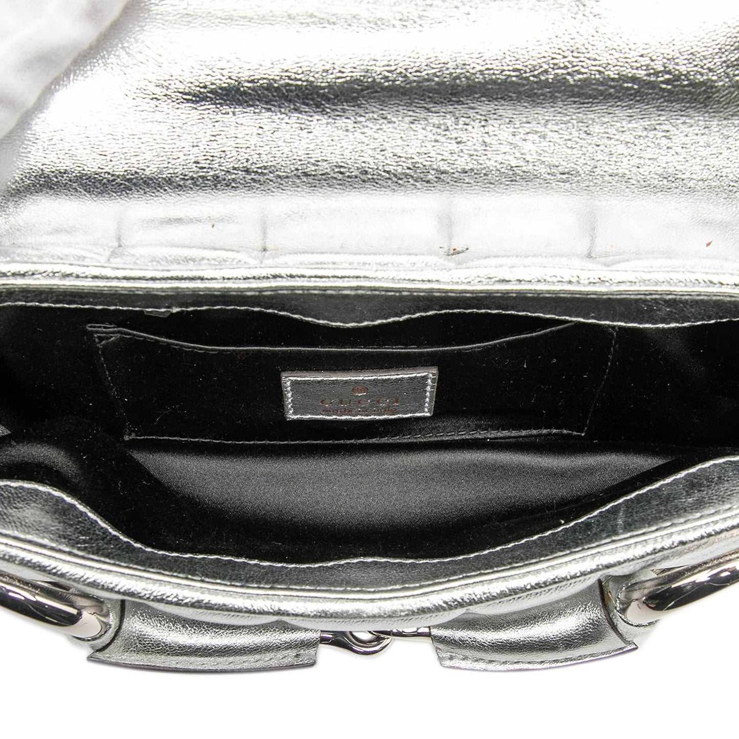Gucci Small Metallic Quilted Leather Horsebit Chain Satchel