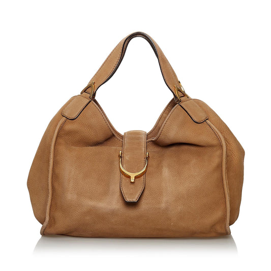 Gucci Soft Stirrup Nubuck Leather Shoulder Bag (SHG-30343)