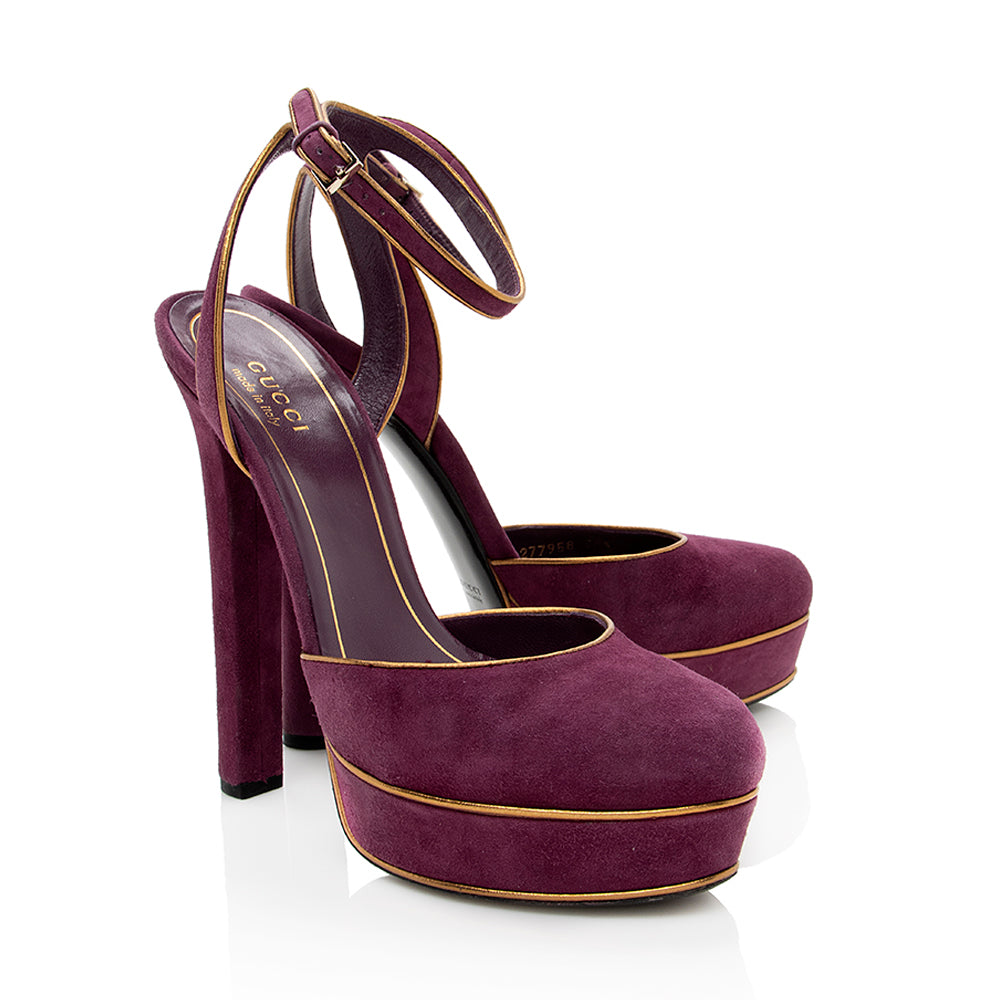 Gucci Suede Platform Pumps - Size 6.5 / 36.5 (SHF-18842)