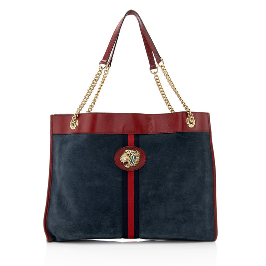 Gucci Suede Rajah Large Tote (SHF-22170)