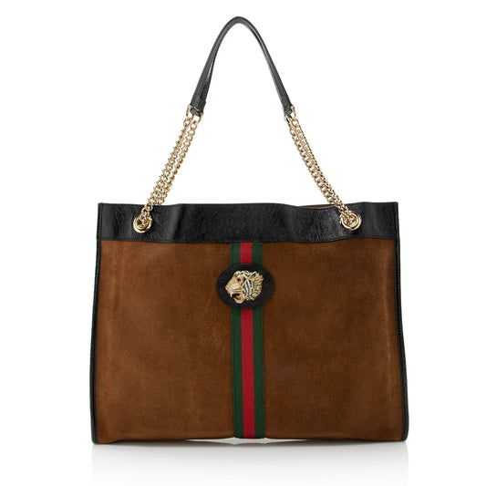 Gucci Suede Rajah Large Tote (SHF-22508)