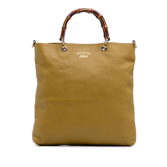 Gucci Tall Leather Bamboo Shopper Tote