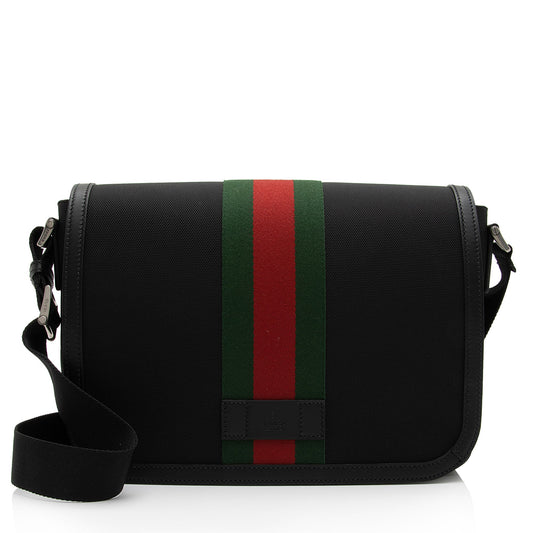 Gucci Techno Canvas Web Flap Messenger Bag (SHF-aNV2dn)