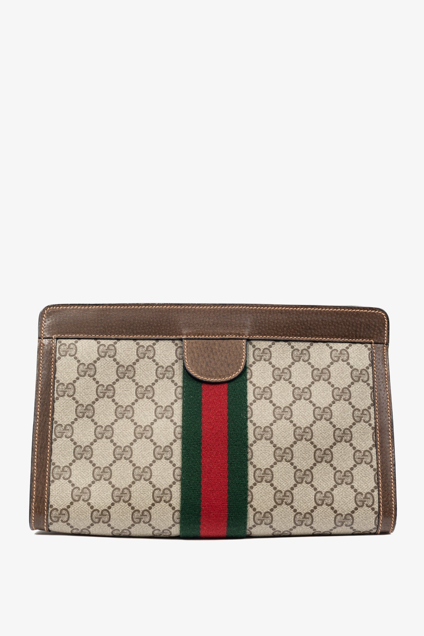 Gucci Monogram Leather Canvas Clutch