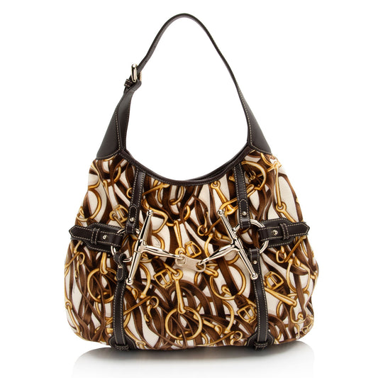 Gucci Velvet Horsebit 85th Anniversary Large Hobo (SHF-ojw6md)