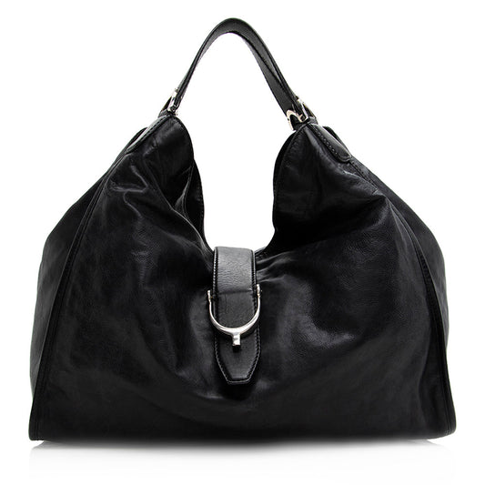 Gucci Washed Leather Soft Stirrup Large Shoulder Bag (SHF-20225)