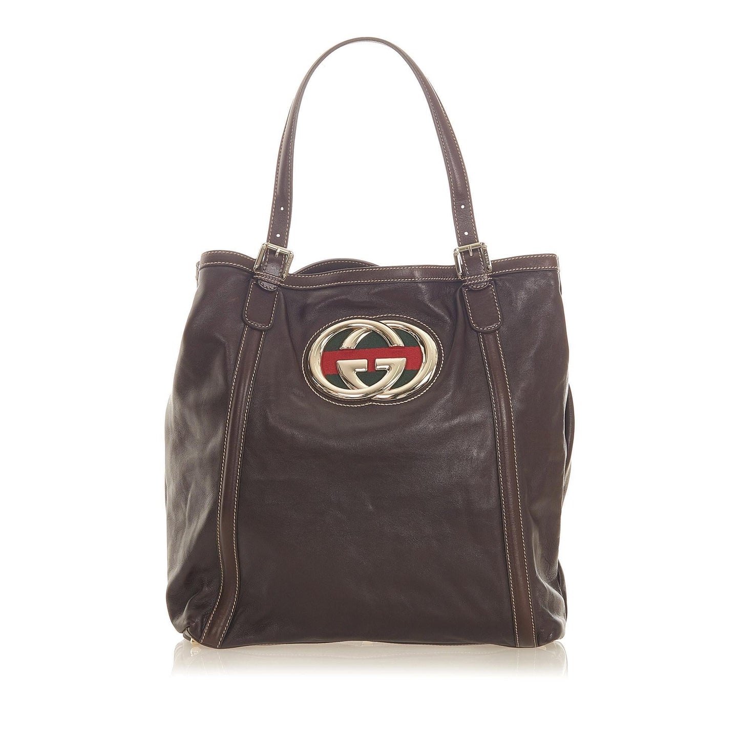 Gucci Web Leather Tote Style 2