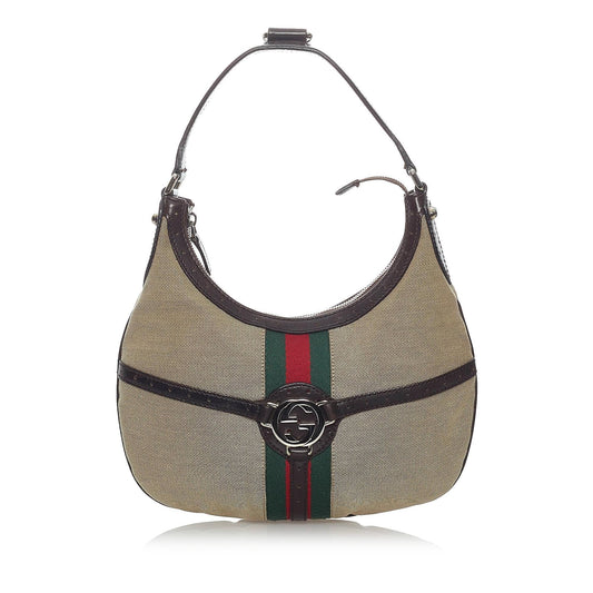 Gucci Web Canvas Reins Hobo Bag (SHG-30974)