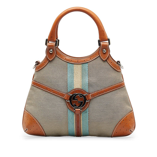 Gucci Web Canvas Reins Satchel (SHG-wUoDp0)