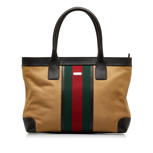 Gucci Web Canvas Tote Bag (SHG-qyC5YN)