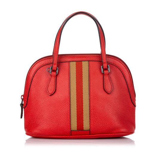 Gucci Web Dome Leather Satchel (SHG-30517)