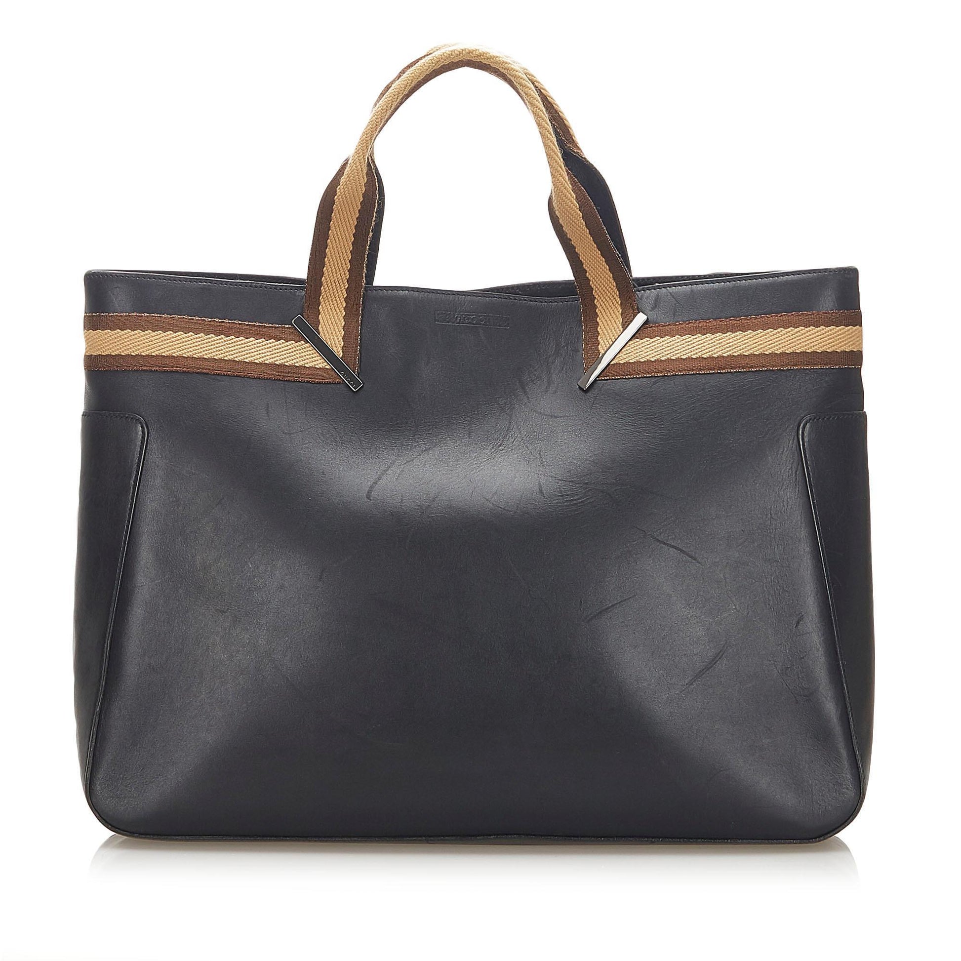 Gucci Web Leather Tote Style 3
