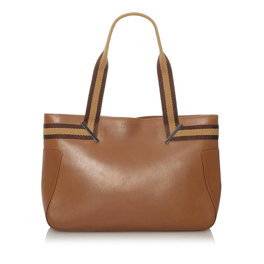 Gucci Web Leather Tote Bag (SHG-28971)