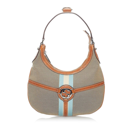 Gucci Web Reins Canvas Hobo Bag (SHG-30263)