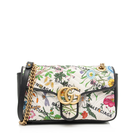 Gucci x Luxury Balenciaga Trending 2026 Canvas Flora GG Marmont The Hacker Project Small Flap Shoulder Bag (SHF-nCZEe5)