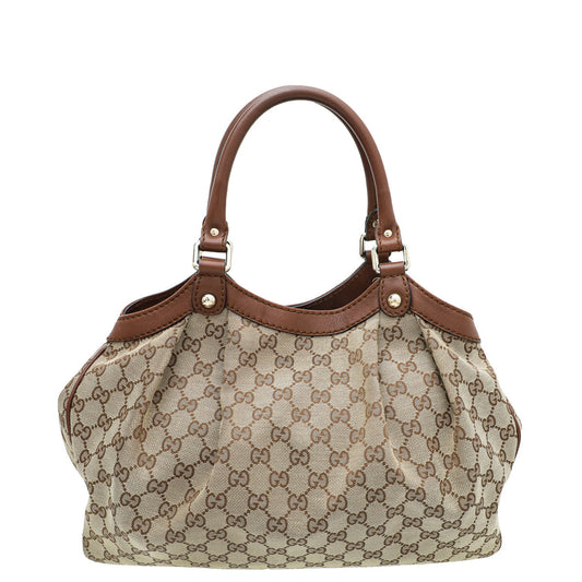 Gucci Leather Canvas Shoulder Bag