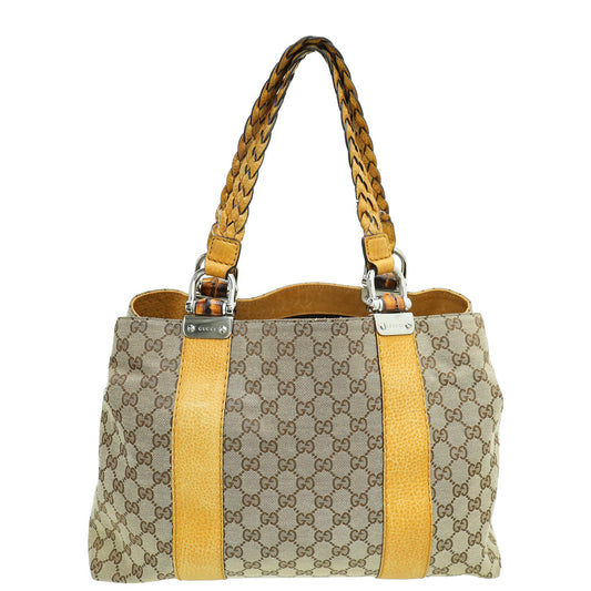 Gucci Leather Canvas Tote