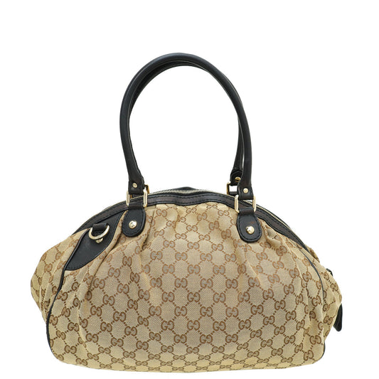 Gucci Leather Canvas Shoulder Bag
