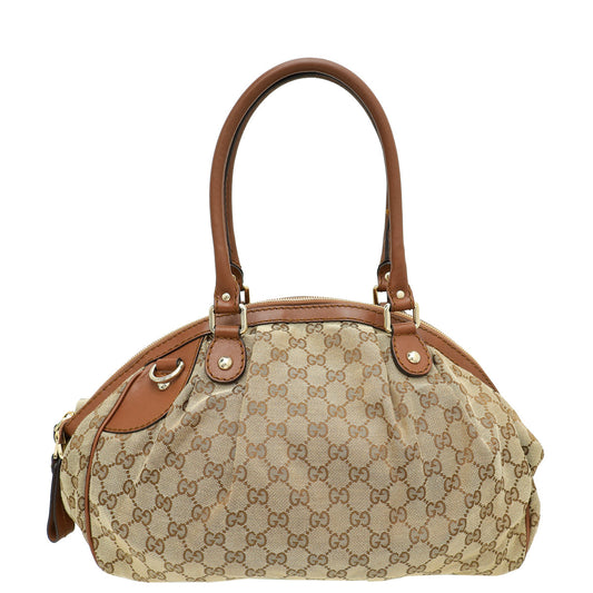 Gucci Leather Canvas Shoulder Bag