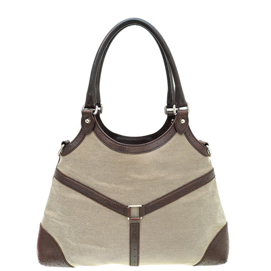 Gucci Leather Canvas Shoulder Bag