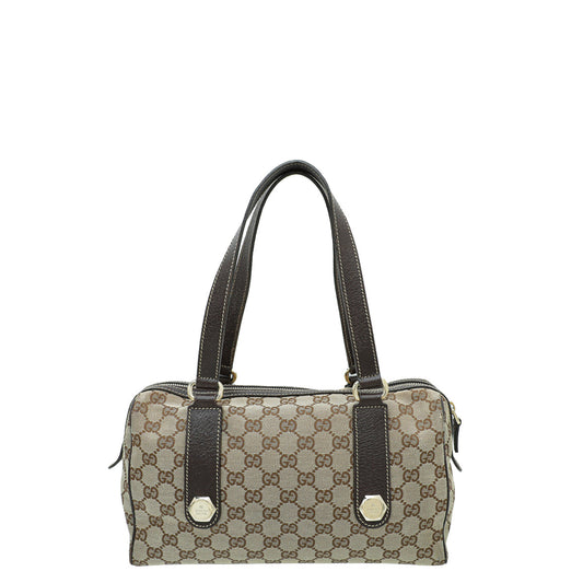 Gucci Leather Canvas Shoulder Bag