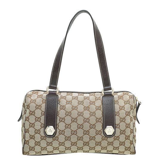 Gucci Leather Canvas Shoulder Bag