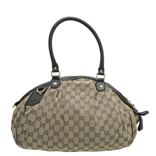 Gucci Leather Canvas Shoulder Bag