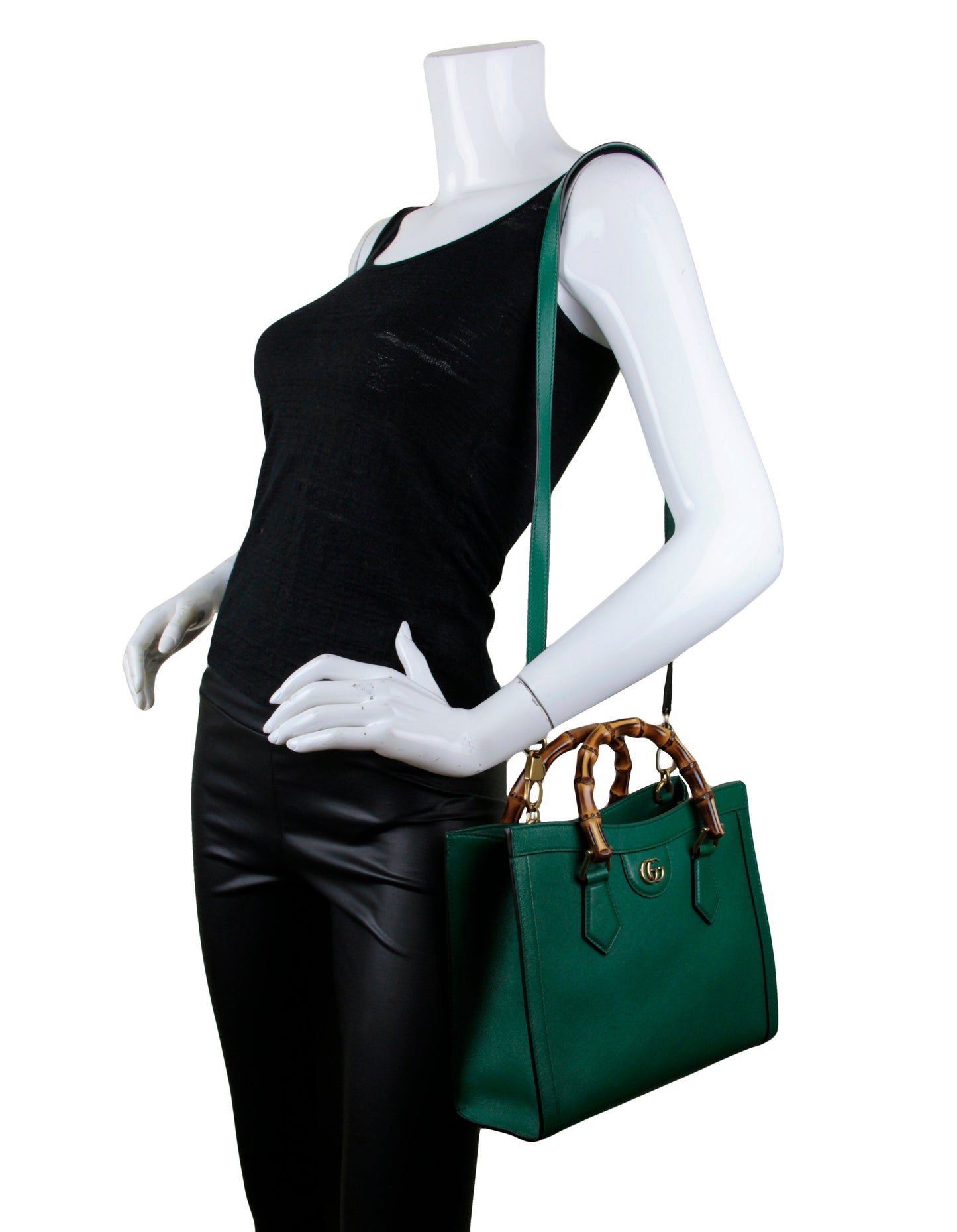 Gucci Emerald Green Small Calfskin Leather Diana Bamboo Bag w/ Strap