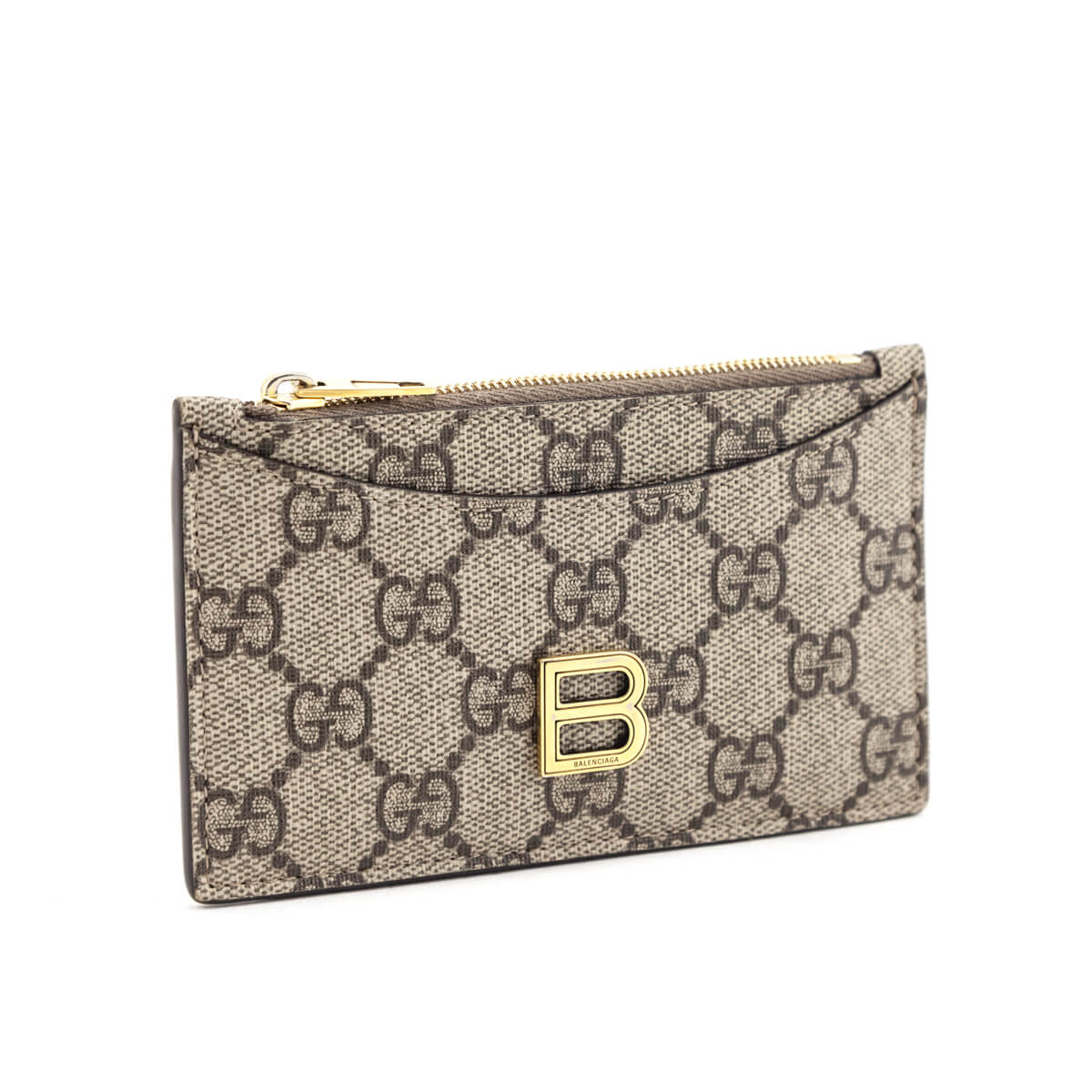 Gucci x Luxury Balenciaga Trending 2026 Beige GG Supreme Monogram Zip Card Case
