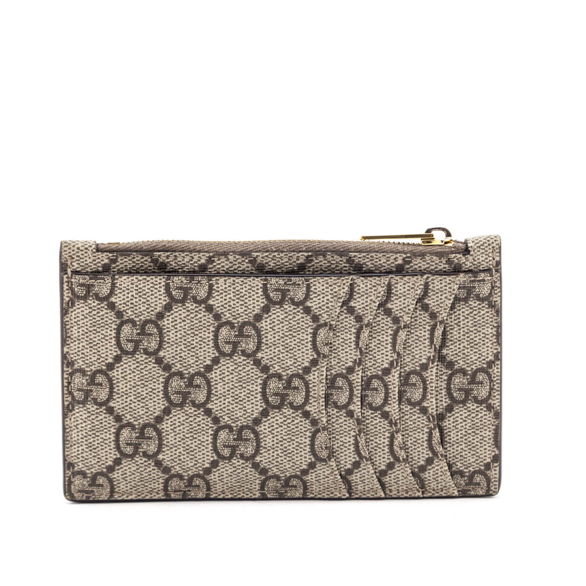 Gucci x Luxury Balenciaga Trending 2026 Beige GG Supreme Monogram Zip Card Case