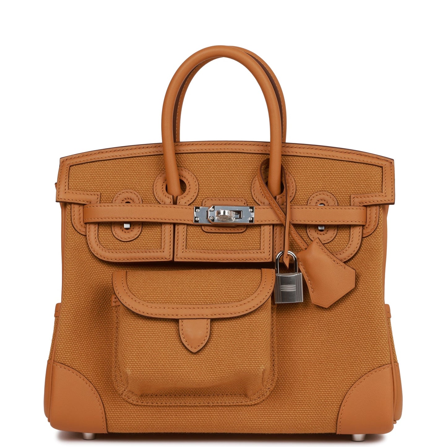 Hermes Birkin Cargo 25 Desert/ Sesame Swift and Toile Canvas Palladium Hardware