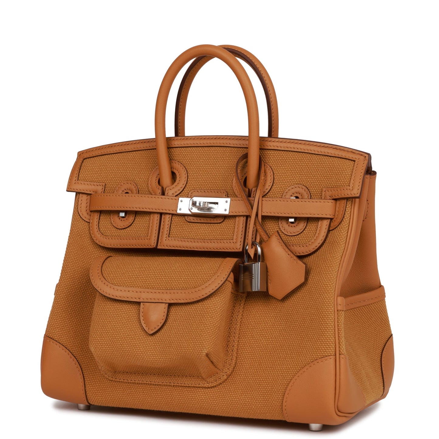 Hermes Birkin Cargo 25 Desert/ Sesame Swift and Toile Canvas Palladium Hardware