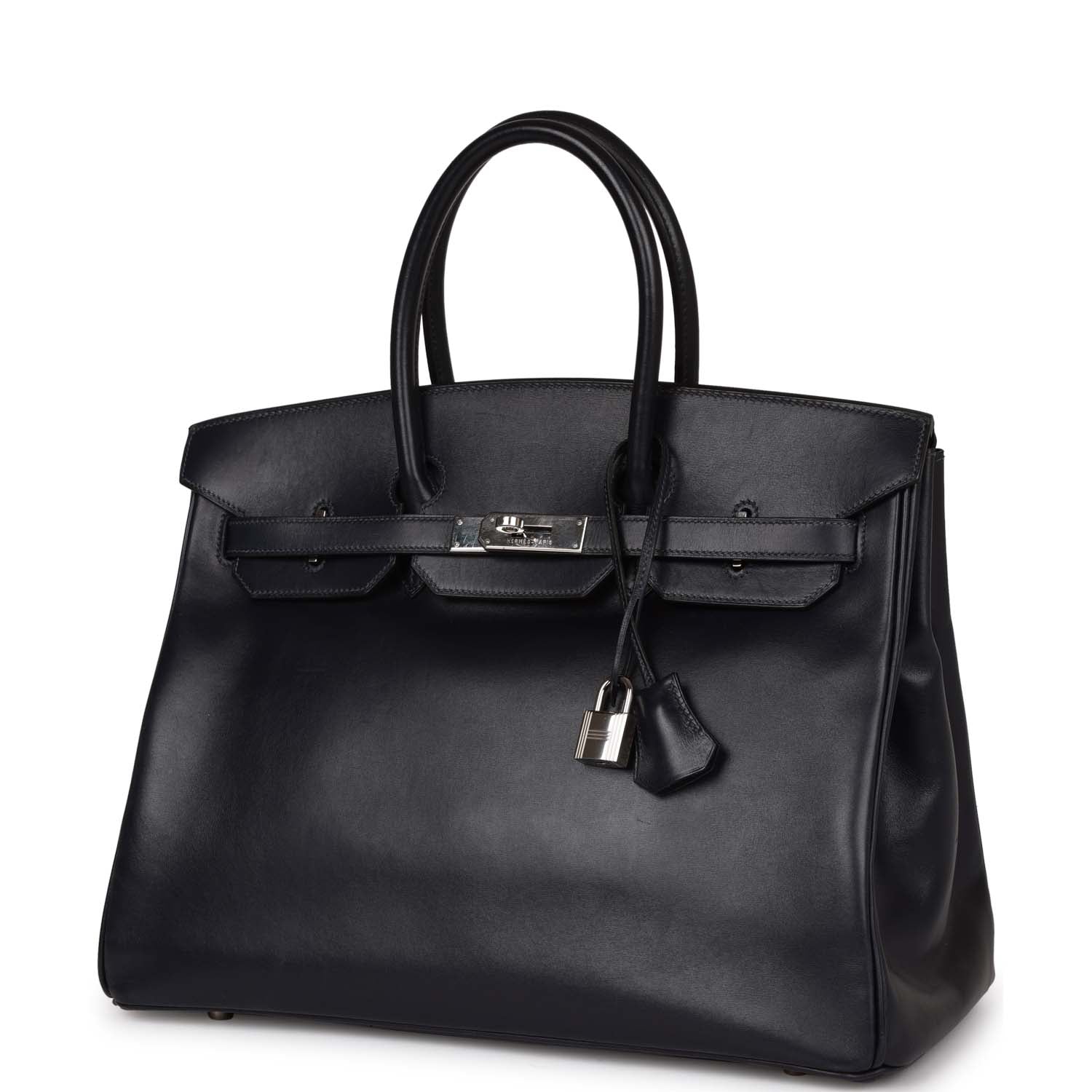 Hermes Birkin 35 Bleu Navy Box Palladium Hardware