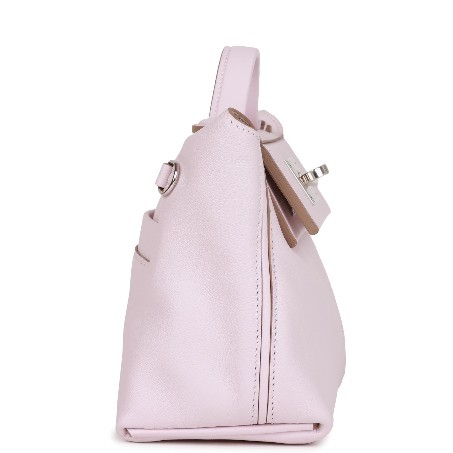 Luxury Hermes Mini 24/24 Bag Mauve Pale Verso Evercolor and Swift Palladium Hardware