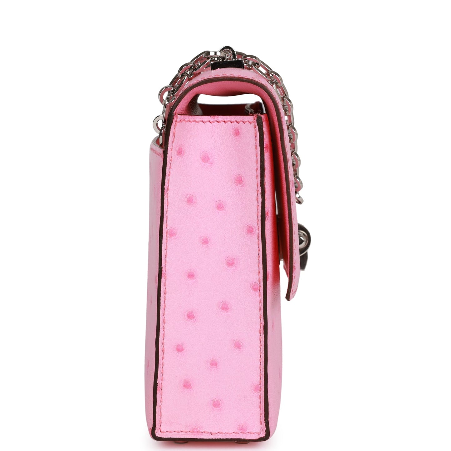 Luxury Hermes Mini Verrou Chaine Bag Bubblegum Ostrich Palladium Hardware
