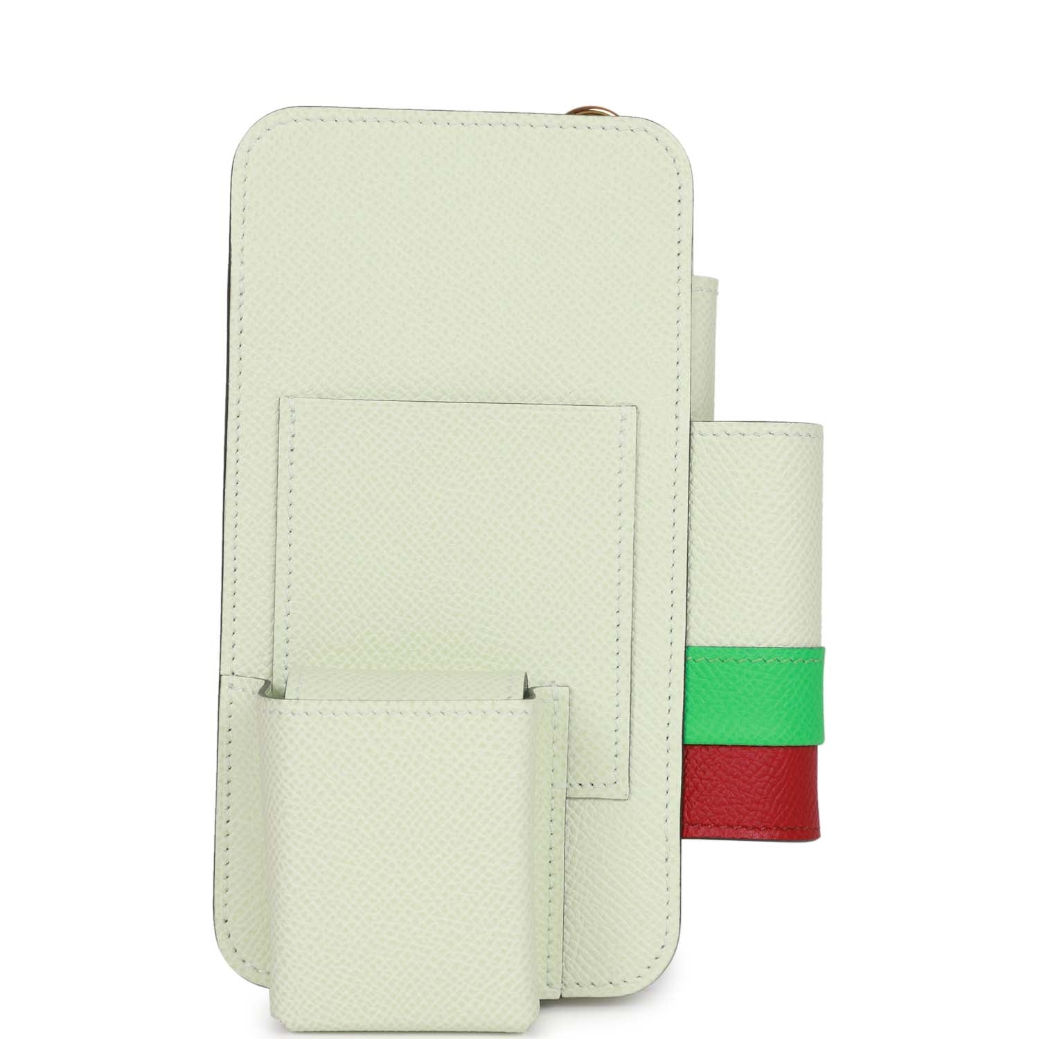 Luxury Hermes Luxury HermesWay Telephone Crossbody Vert Fizz, Vert Comics and Rubis Epsom Gold Hardware