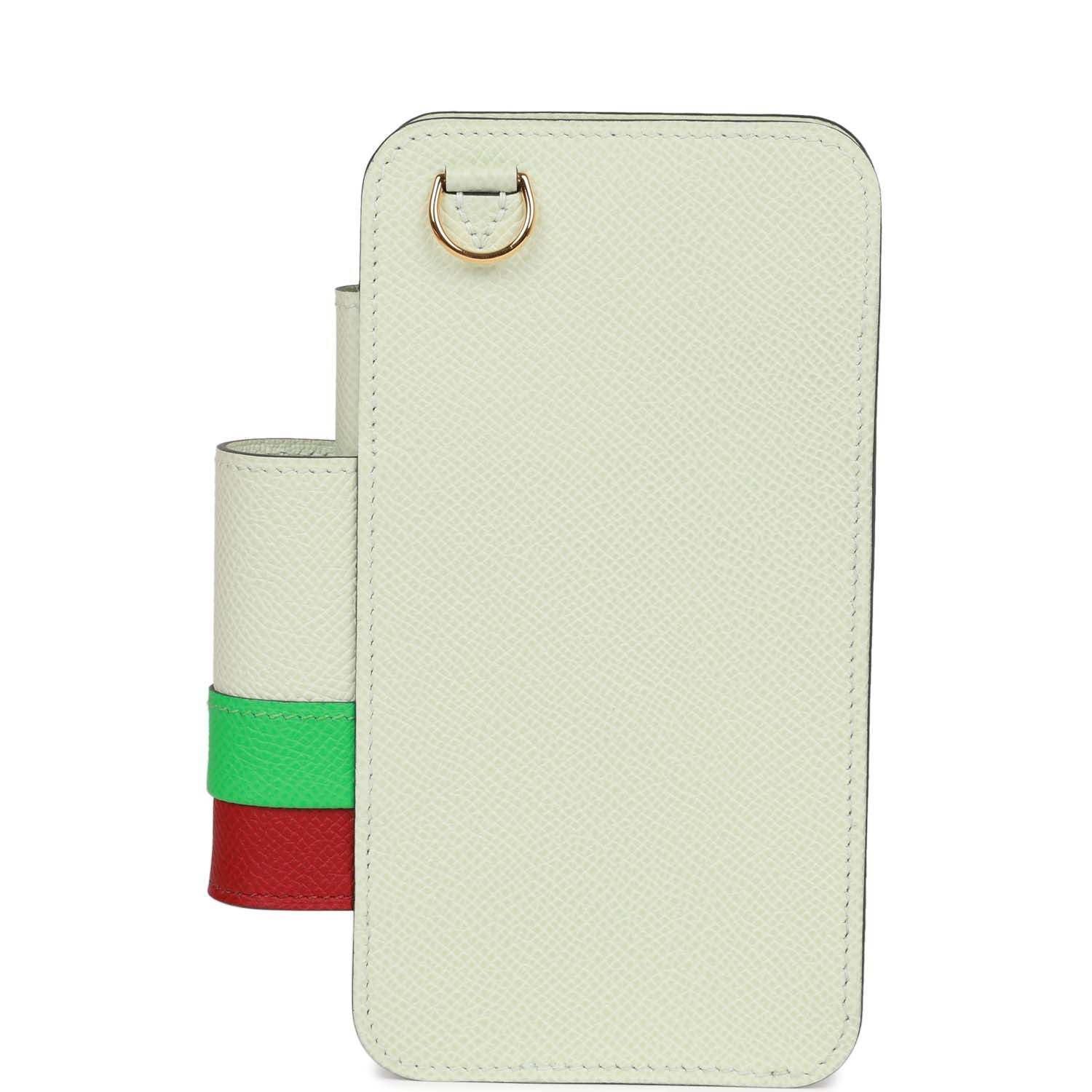 Luxury Hermes Luxury HermesWay Telephone Crossbody Vert Fizz, Vert Comics and Rubis Epsom Gold Hardware