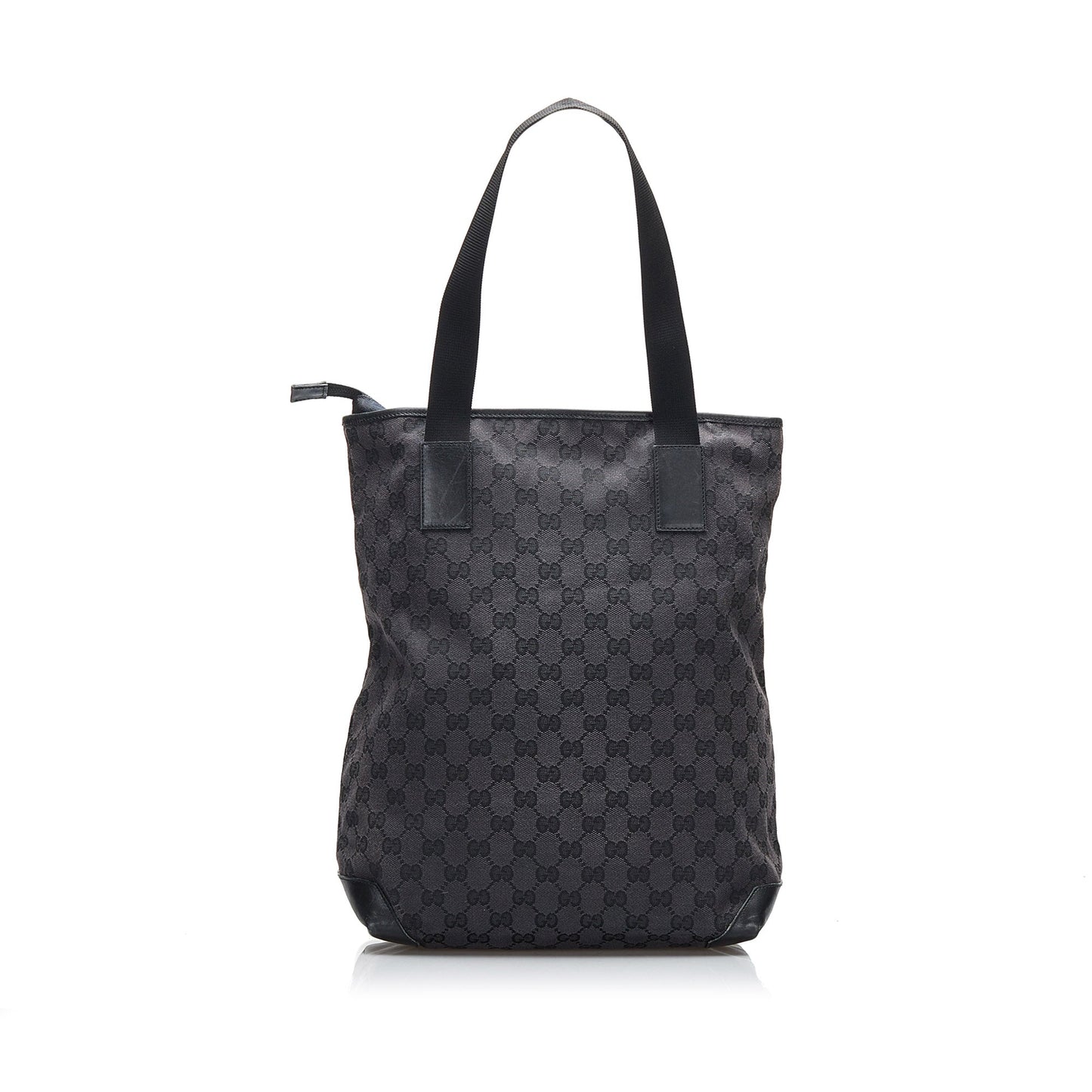 Gucci Black Leather Canvas Tote Style 35