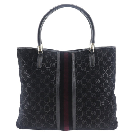 GUCCI Tote Bag 162160 Suede black GG Shelly line