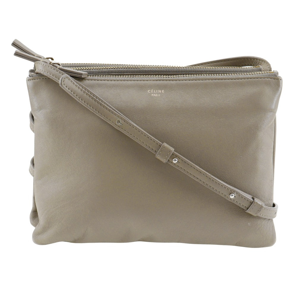 CELINE Shoulder Bag Calfskin gray Trio Large Women