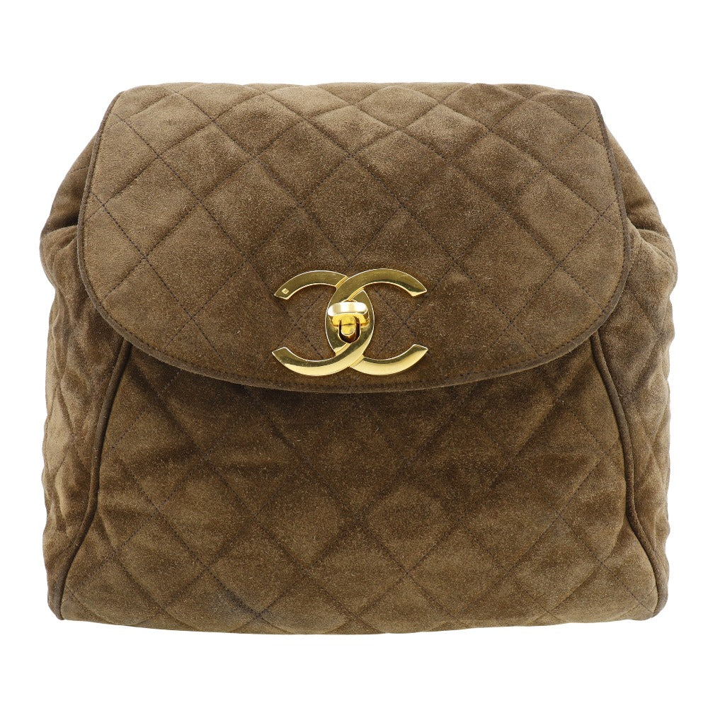 CHANEL Backpack Suede Plated Gold Brown COCO Mark Matrasse Women d