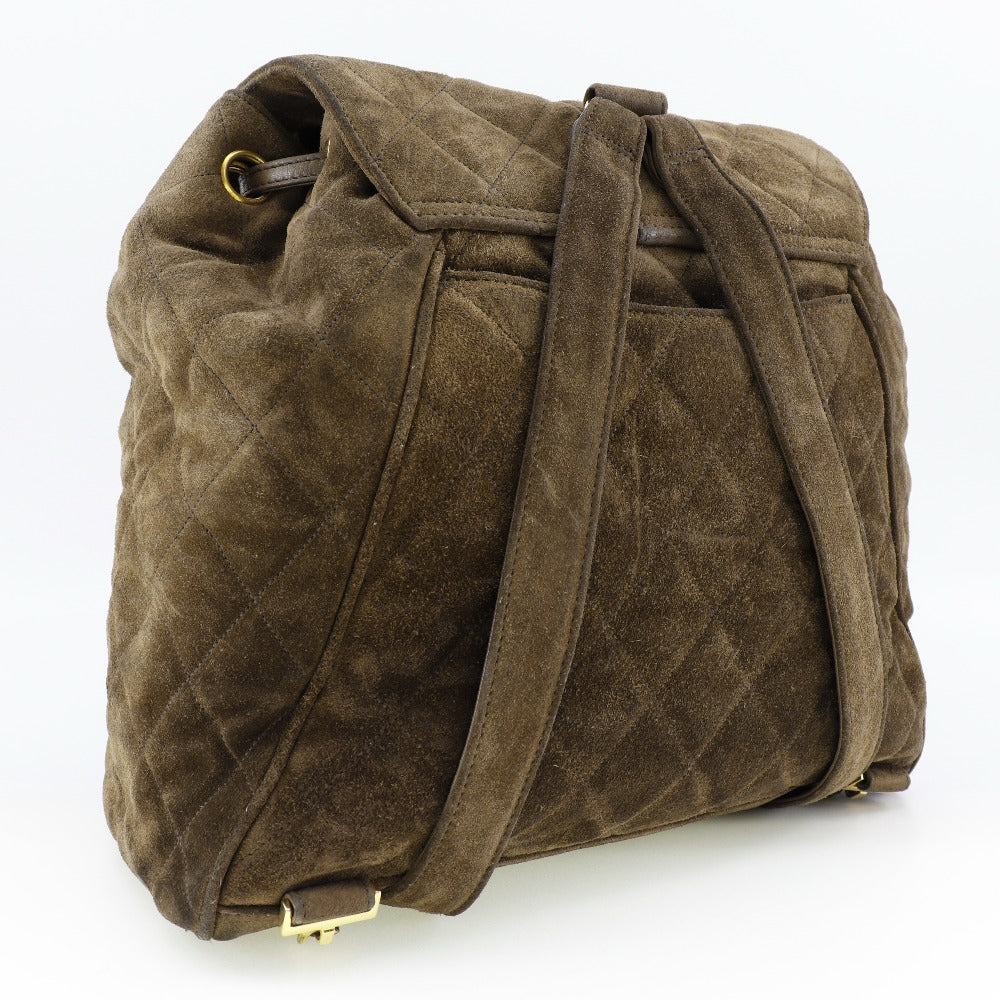 CHANEL Backpack Suede Plated Gold Brown COCO Mark Matrasse Women d